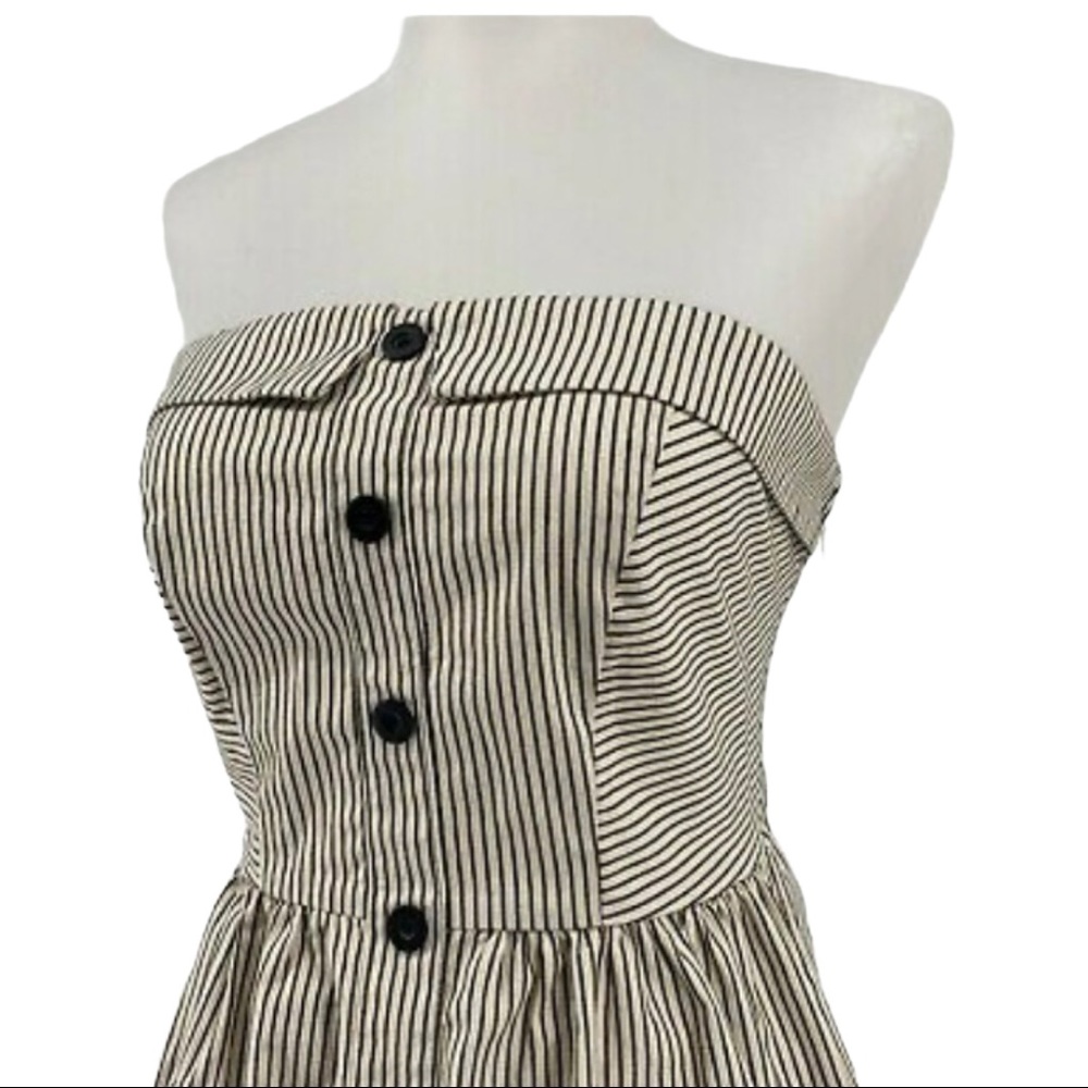 ❤Urban Outfitters Cooperative off white with black pinstripe strapless dress S